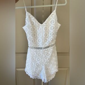 Lovers + Friends White Lace Romper